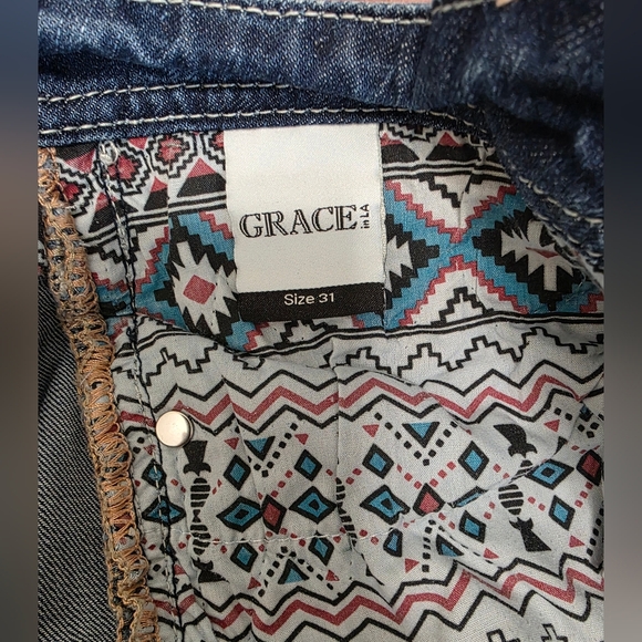 Grace Blue Embellished Women's Jeans - Picture 7 of 8